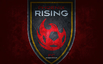 Phoenix Rising FC, American soccer team, red background, Phoenix Rising FC logo, grunge art, USL, soccer, Phoenix Rising FC emblem HD wallpaper