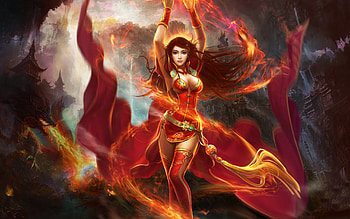 Dota 2, Video Game, Fantasy, Fire, Lina (Dota 2), Red Dress, Dota HD wallpaper