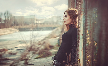 Black Clothing Fence , black-dress, girls, model HD wallpaper