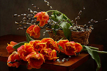 Still Life ✿, still life, style, flowers, tulips, spring, orange, harmony HD wallpaper