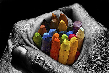 Art, Palms, Bright, Multicolored, Motley, Palm, Hands, Pencils, Stranded, Shallow HD wallpaper