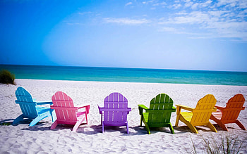 Beach chairs, Summer HD wallpaper