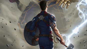 Captain America With Thor Hammer, captain-america, artist, artwork, thanos, artstation, digital-art, avengers-4 HD wallpaper