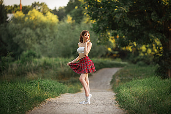 Model, skirt, women, pose HD wallpaper
