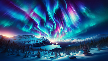 Vibrant Aurora Borealis Over Snowy Mountain Range, Northern Lights, mountain, snow, aurora borealis, Snowy Mountain HD wallpaper