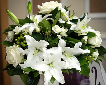 Flowers, Roses, Lilies, Bouquet, Composition HD wallpaper