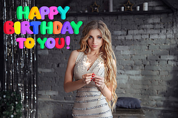 Happy Birtay , birtay, model, dress, blonde, greetings HD wallpaper