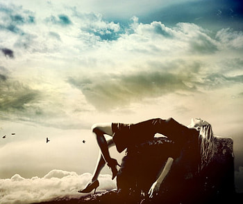 Girl, summer, fashion, model, clouds, sky, woman, female HD wallpaper