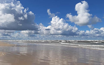 Beach in Latvia, sea, clouds, Latvia, beach HD wallpaper