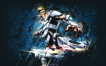 Bruno, Mobile Legends, blue stone background, grunge art, Bruno ML, Mobile Legends characters, Bruno Skin, Phantom Knight HD wallpaper