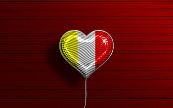 I Love Benevento, , realistic balloons, red wooden background, Day of Benevento, Italian cities, flag of Benevento, Italy, balloon with flag, Benevento flag, Benevento HD wallpaper