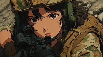 : Frontline Military Anime Girl, Soldier, Rifle HD wallpaper