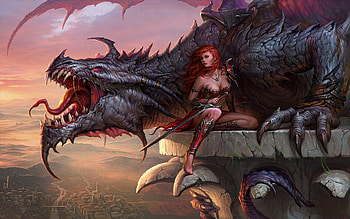 Dragon Friend, dragon, girl, together, friends HD wallpaper