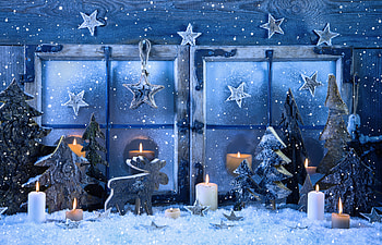 Snow, Christmas, Window, Holiday, Candle, Reindeer, Star HD wallpaper