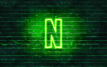 Netflix green logo, , green brickwall, Netflix logo, brands, Netflix neon logo, Netflix HD wallpaper