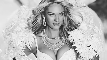 Victoria's Secret, Candice Swanepoel, Angel black and white, Ultra HD wallpaper