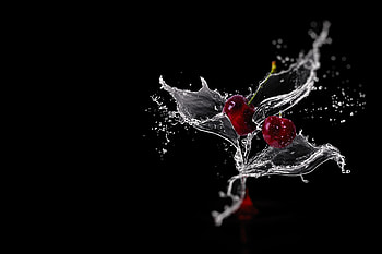 Food, Water, Cherry, Spray HD wallpaper