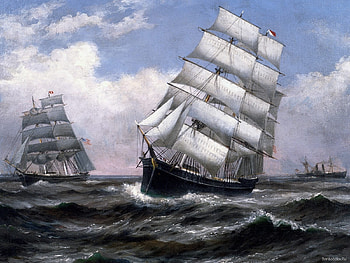 Transport, Ships, Sea, Paintings HD wallpaper