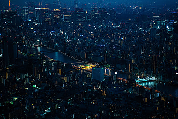 Cities, Architecture, View From Above, Dark, Night City, Megapolis, Megalopolis HD wallpaper
