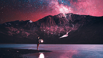 Rain Of Stars, stars, person, mountains, landscape, graphy HD wallpaper