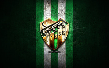 Bursaspor Basketbol, golden logo, Basketbol Super Ligi, green metal background, turkish basketball team, Bursaspor Basketbol logo, basketball, Frutti Extra Bursaspor HD wallpaper