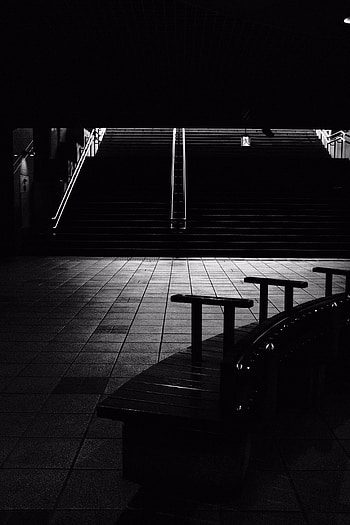 Dark, Bw, Chb, Ladder, Stairs, Handrail, Railings HD phone wallpaper