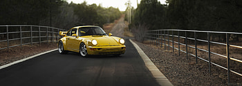 Quad : Porsche 911 — Golden Classic on the Open Road, car, Porsche HD wallpaper