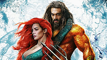 Aquaman and Mera, aquaman, poster, mera, orange, Jason Momoa, fanart, fantasy, green, comics, movie, Amber Heard, redhead HD wallpaper