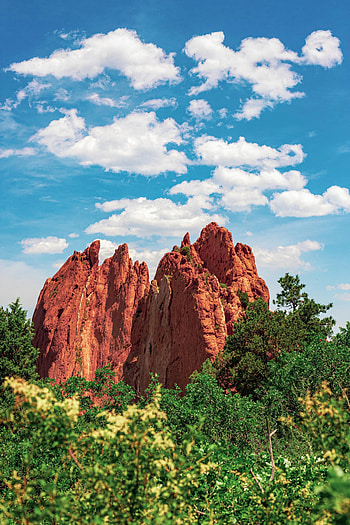 Nature, Trees, Sky, Mountains, Clouds, Bush, Rocks HD phone wallpaper