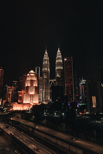 Cities, Architecture, Building, Night City, Kuala Lumpur, Malaysia HD phone wallpaper