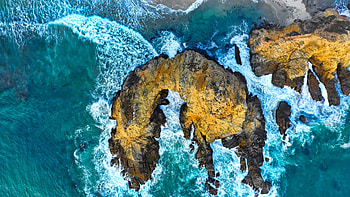 Nature, Waves, Rocks, View From Above, Shore, Bank, Ocean, Surf HD wallpaper