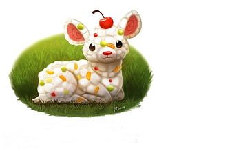 Lambrosia, sweet, white, dessert, ambrosia, pink, fantasy, cherry, sheep, green, piper thibodeau, lamb HD wallpaper