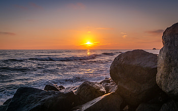 Sunset At Buccaneer Beach , beach, sunset, nature, rocks HD wallpaper