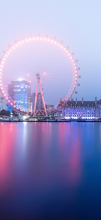 London Eye, ferris wheel, Cityscape beauty, Thames river HD phone wallpaper