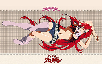 Tengen Toppa Gurren Lagann, sexy, lying, littner, yoko, rittona, red HD wallpaper
