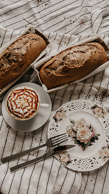 Bread and coffee, Culinary still life, Elegant tablecloth, Delicious breakfast HD phone wallpaper