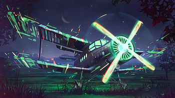 Art, Night, Glow, Plane, Airplane, Propeller HD wallpaper