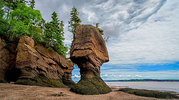 Hopewell-Rocks, Bay of Fundy, Nova Scotia, sea, clouds, sky, canada, cliff HD wallpaper