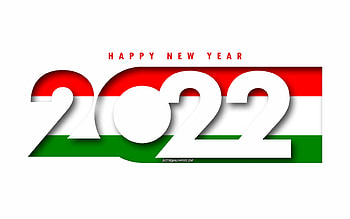 Happy New Year 2022 Hungary, white background, Hungary 2022, Hungary 2022 New Year, 2022 concepts, Hungary, Flag of Hungary HD wallpaper
