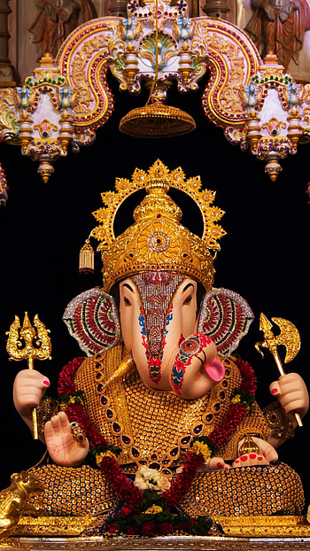 Dagdusheth Ganpati, Dark Theme, Background HD phone wallpaper