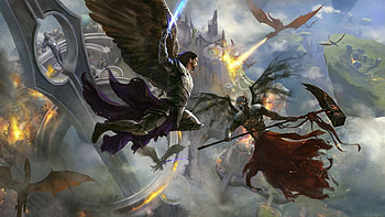 Epic battle, fantasy, art, battle, angel, fight, epic, gal or, galor, wings HD wallpaper