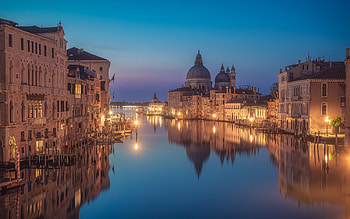 Venice, Grand Canal, Piazza San Marco, Santa Maria della Salute, morning, sunrise, Venice panorama, Venice cityscape, Italy HD wallpaper