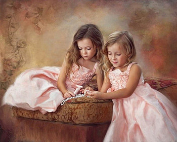Sisters (for my angel sis - Fran), sweet, sisters, childhood, little princess, cute, baby, lovely girl, thank you, beautiful dress, love, pearl, forever friends, friendship, friends HD wallpaper
