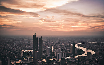 Bangkok skyline, Evening skyscrapers metropolis HD wallpaper
