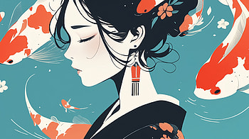 Woman Anime - Koi, Anime, Anime Girl, Koi, AI Art HD wallpaper