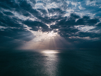 Beach Clouds Landscape Light Evening Sun Rays, beach, clouds, landscape, nature HD wallpaper