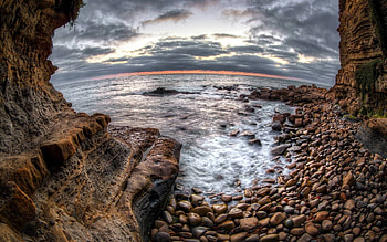 out of the cave, fun, cool, nature, ocean, beach HD wallpaper