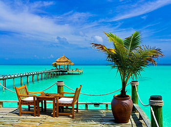 Rest on the tropics, Bungalow, Breeze, Palm, Cabin, Sea HD wallpaper