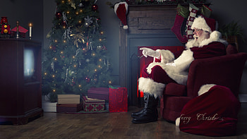 TV SANTA, CHRISTMAS, SUIT, TREE, TV, SANTA, RED HD wallpaper