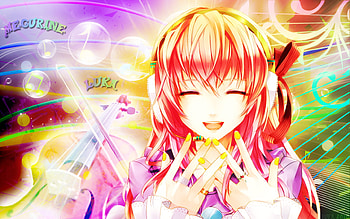 Happy Luka, colorful, luka, cute, vocaloid, abstract, megurine luka, female, sexy, neon light, hot, girl, multicolor, anime girl, music note, neon, anime, megurine, head HD wallpaper